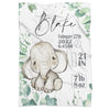 Personalized Elephant Birth Stat Blanket