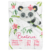 Personalized Girl Panda Birth Stat Blanket