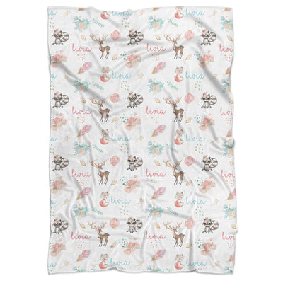 Boho Woodland Personalized Minky Blanket