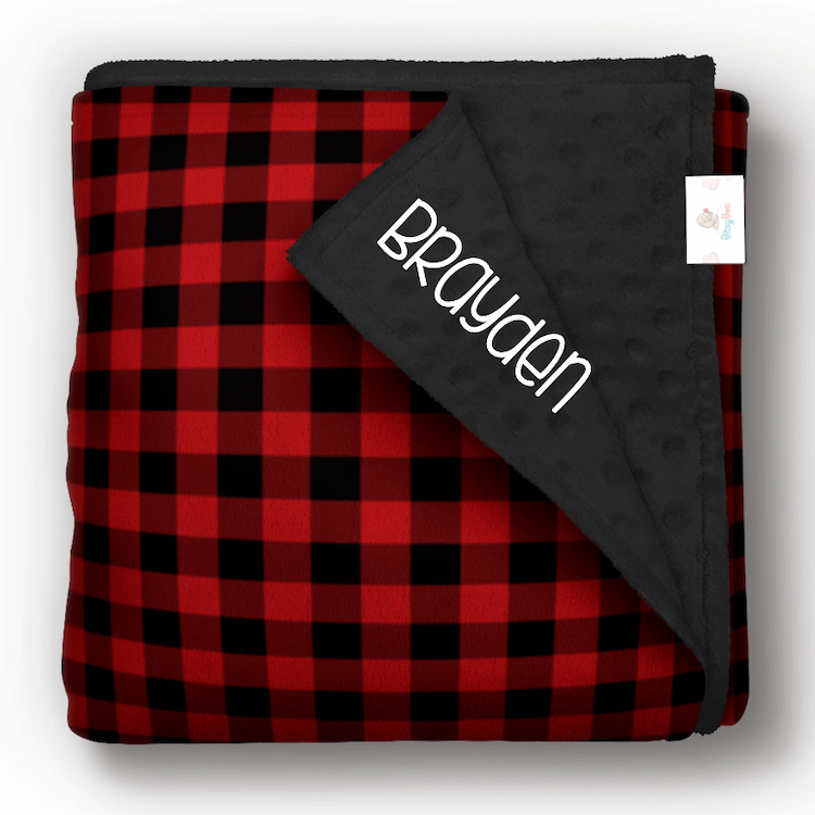 Buffalo Plaid Minky Blanket - Ready to Go - BitsyBon