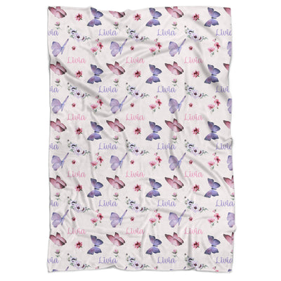 Butterflies and Floral Minky Blanket