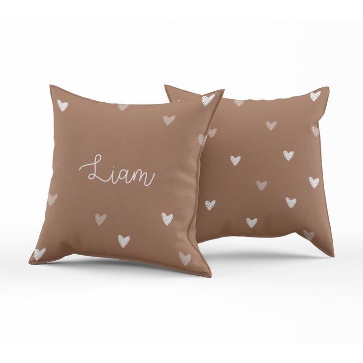 Mini hearts in Clay - Reversible throw pillow