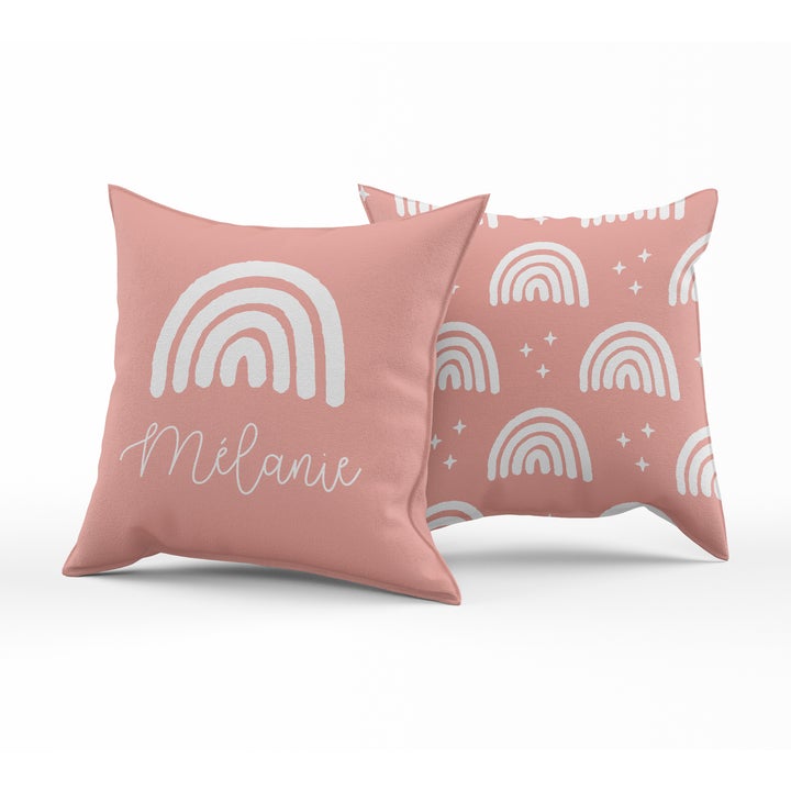 Bohemian Coral Rainbow - Personalized Reversible throw pillow