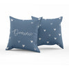 Mini hearts in french blue - Reversible throw pillow