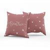 Mini hearts in woodrose - Reversible throw pillow