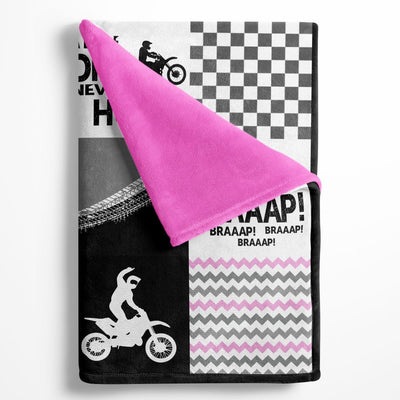 Motocross Patchwork Personalized Minky Blanket (multiple colours available) - BitsyBon