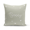 Mini hearts in sage - Reversible throw pillow