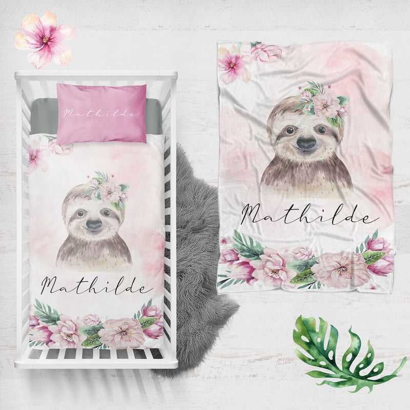 Sloth Personalized Blankets For Baby