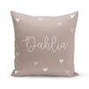 Mini hearts in Taupe - Reversible throw pillow