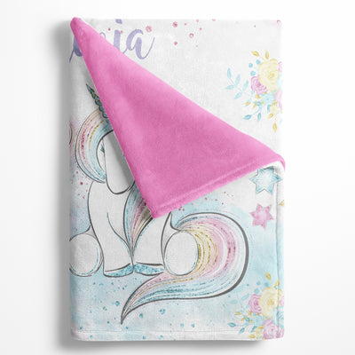 Rainbow Unicorn Personalized Minky Blanket - BitsyBon