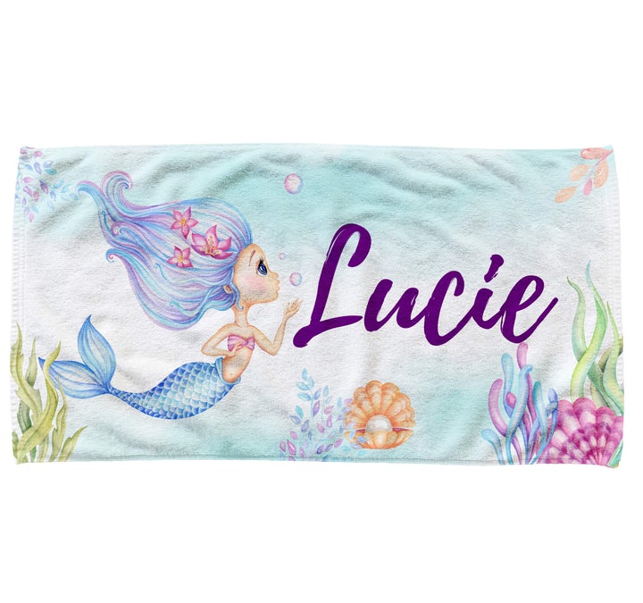 Blue Mermaid Personalized Towel