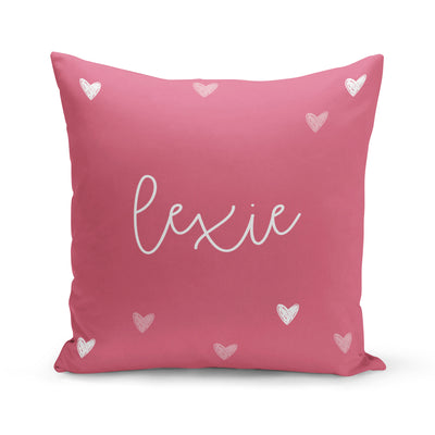 Mini hearts in deep rose - Reversible throw pillow