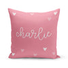 Mini hearts in flamingo - Reversible throw pillow