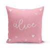 Mini hearts in pink - Reversible throw pillow