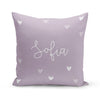 Mini hearts in Lilac - Reversible throw pillow